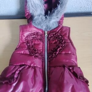 Little Lass Violet Burgandish Puffer Jacket with‎ Heart Design Zipper 18 Months